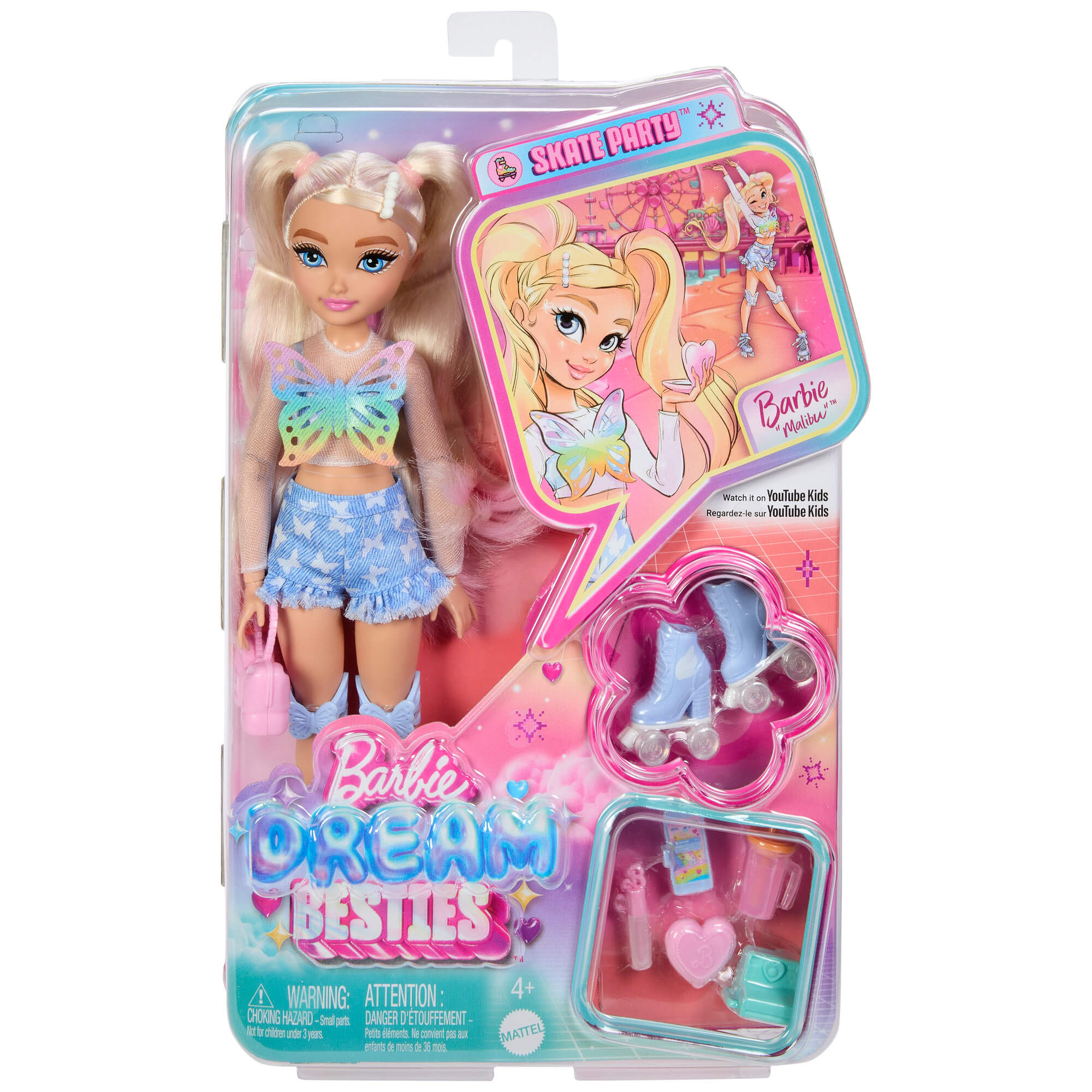 BARBIE DREAM BESTIES ROLLER SKATE lėlė – Malibu (JFX96)