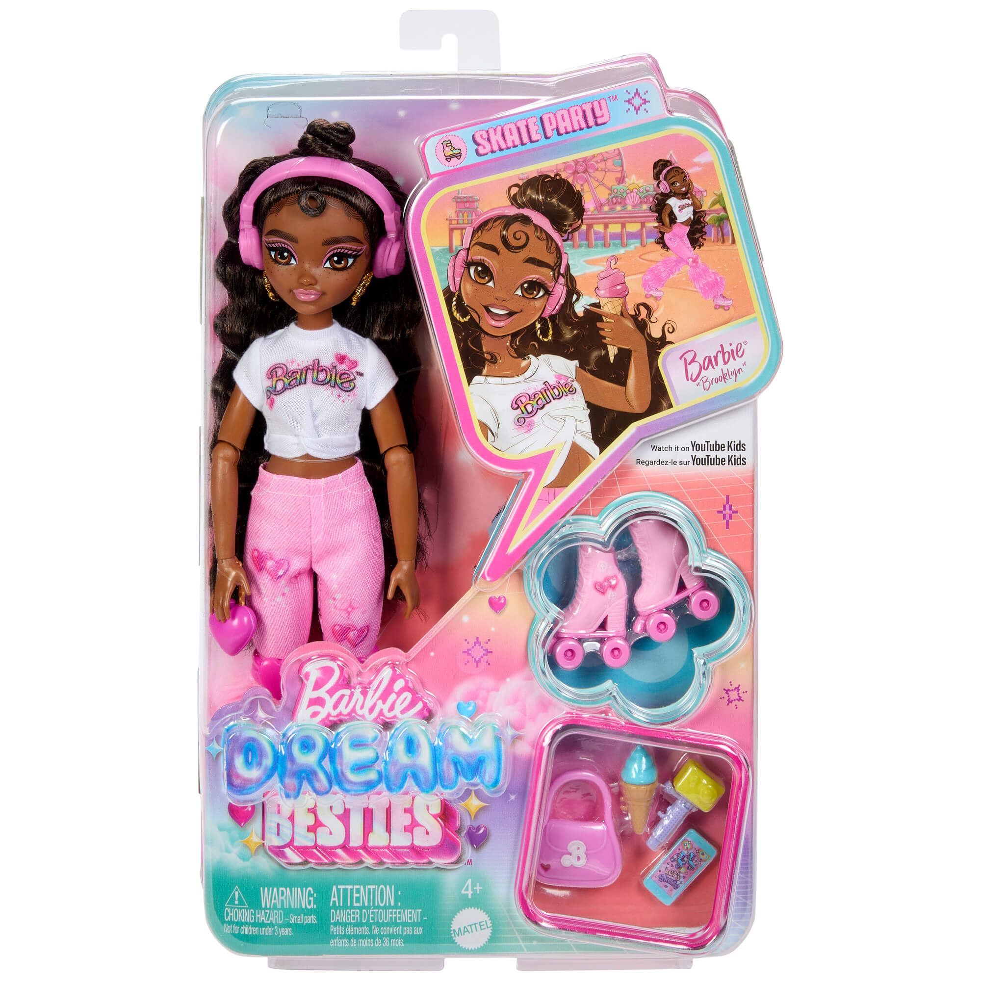 BARBIE DREAM BESTIES ROLLER SKATE lėlė – Brooklyn (JFX97)