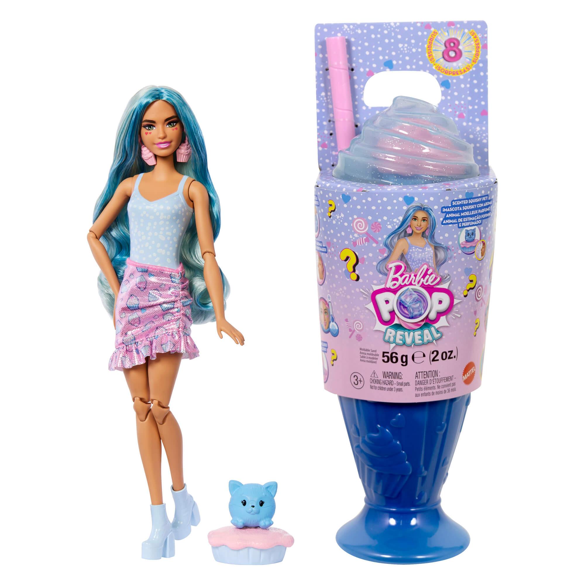 BARBIE POP REVEAL rinkinys – Blue Hair, Sweet Tears serija (JFY61)