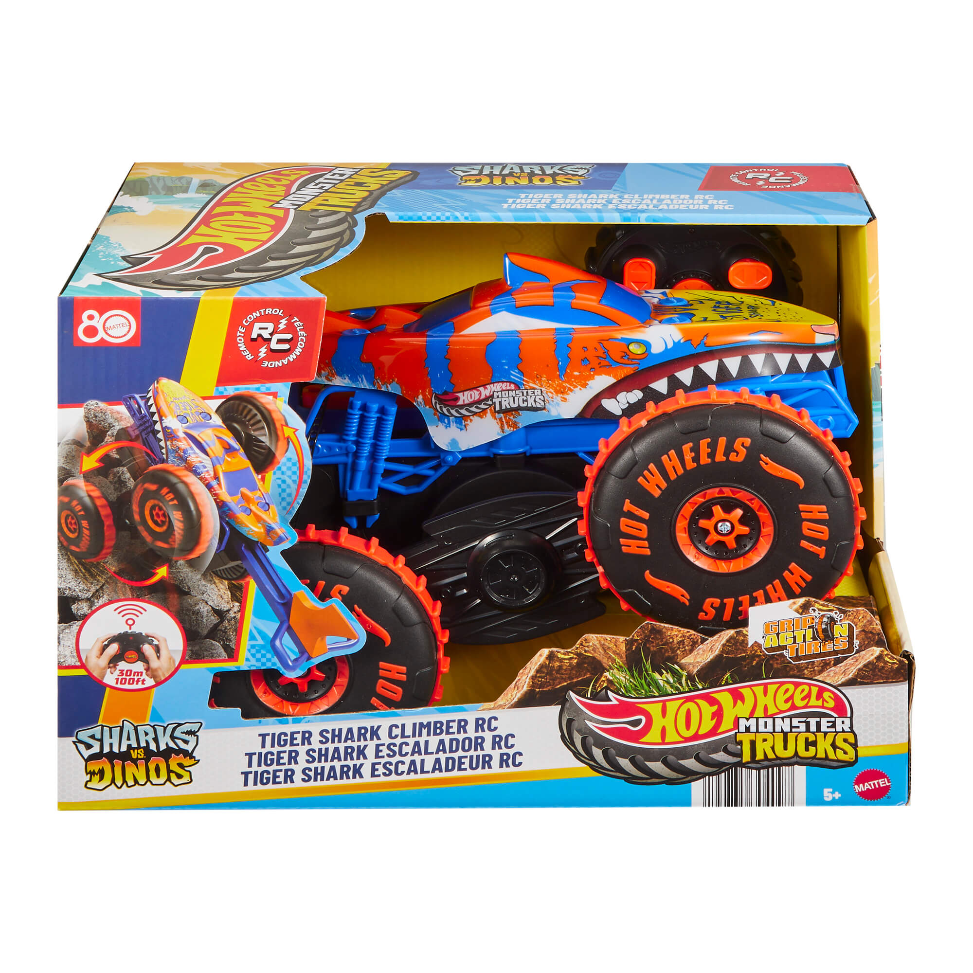 HOT WHEELS MONSTER TRUCKS RC automodelis – Tigrinis ryklys (JFR39)