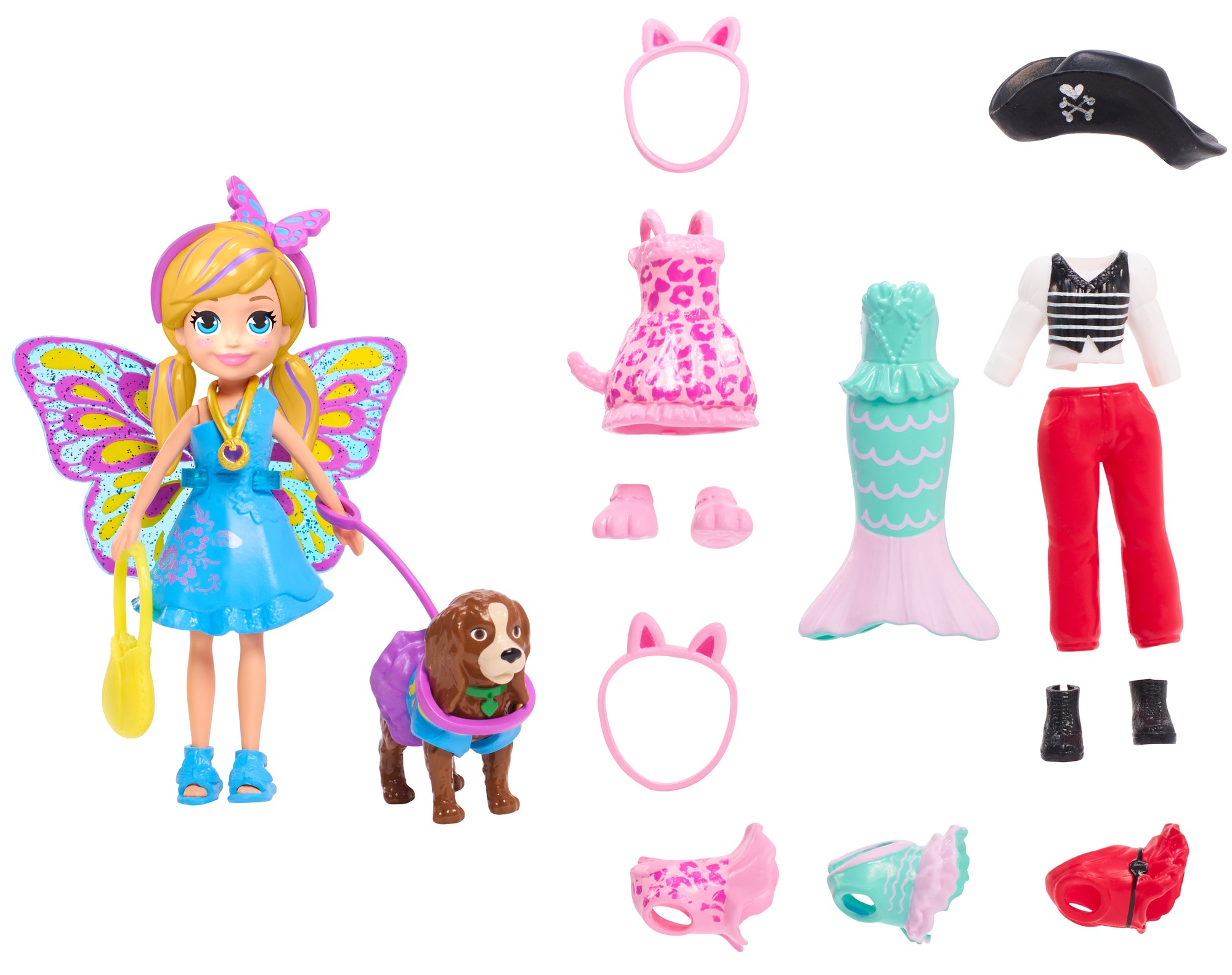 Polly Pocket lėlytė + rūbeliai ir aksesuarai