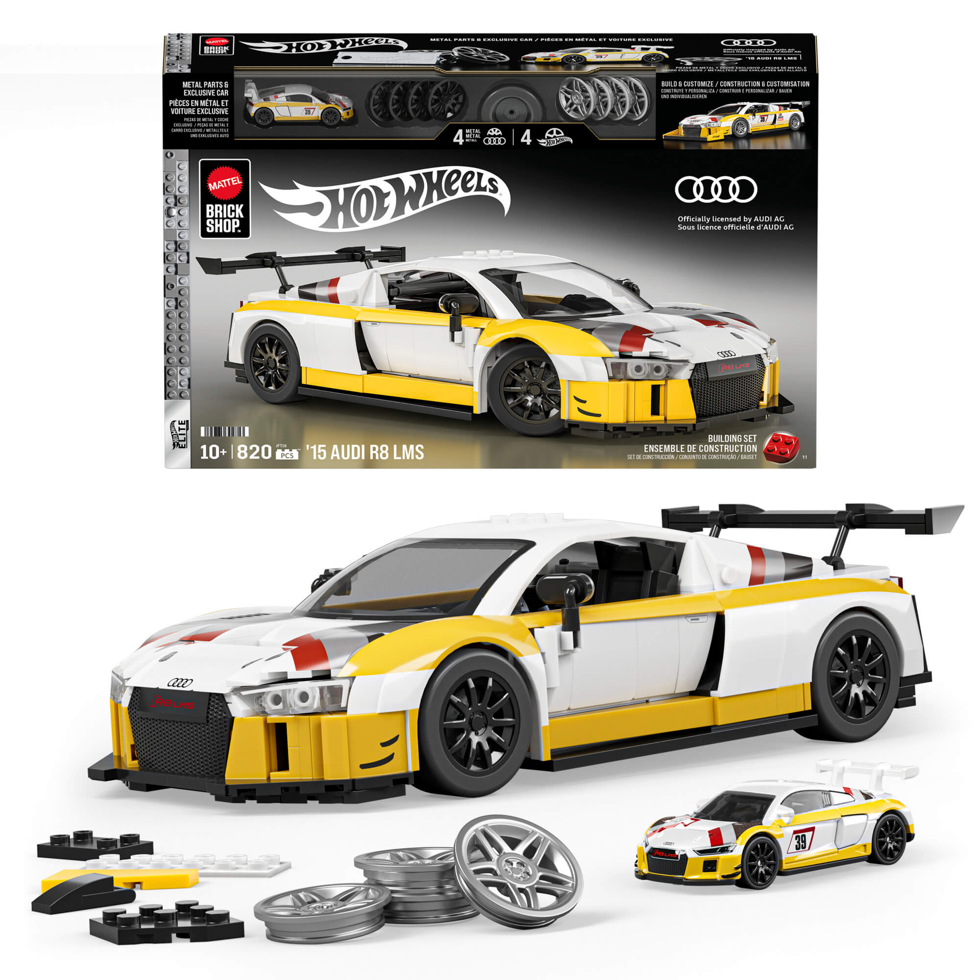 MATTEL BRICK SHOP HOT WHEELS Elite Audi R8 LMS konstruktorius