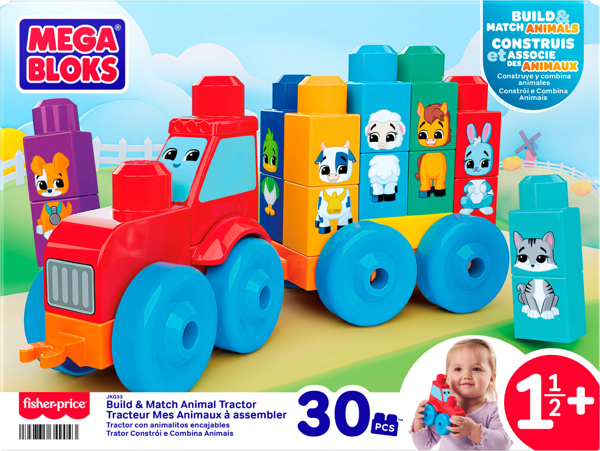 MEGA BLOKS konstruktorius – traktorius su gyvūnėliais (JKG33)